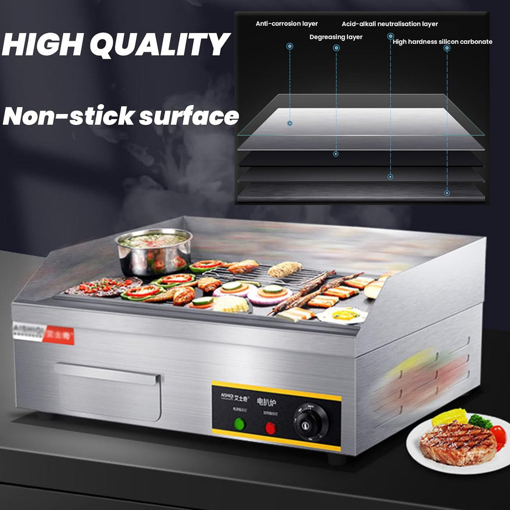 2900W 21.6Inch Commercial Electric Griddle Flat Top Grill Hot Plate BBQ Non-Stick Flat Large Countertop Griddle Adjustable Thermostatic Control
