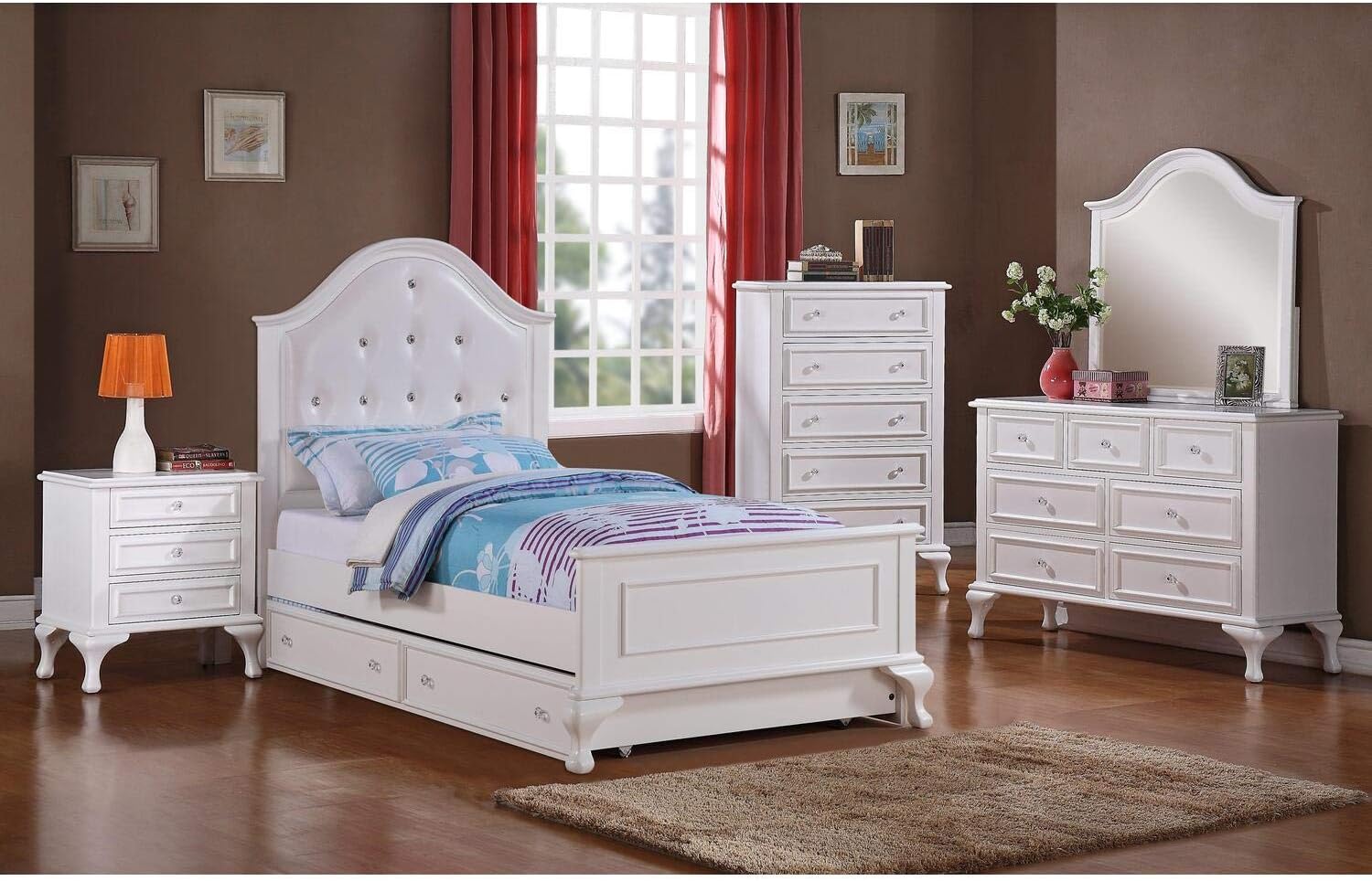 Picket House Furnishings Jenna 3 Piece Twin Kids Bedroom Set in White