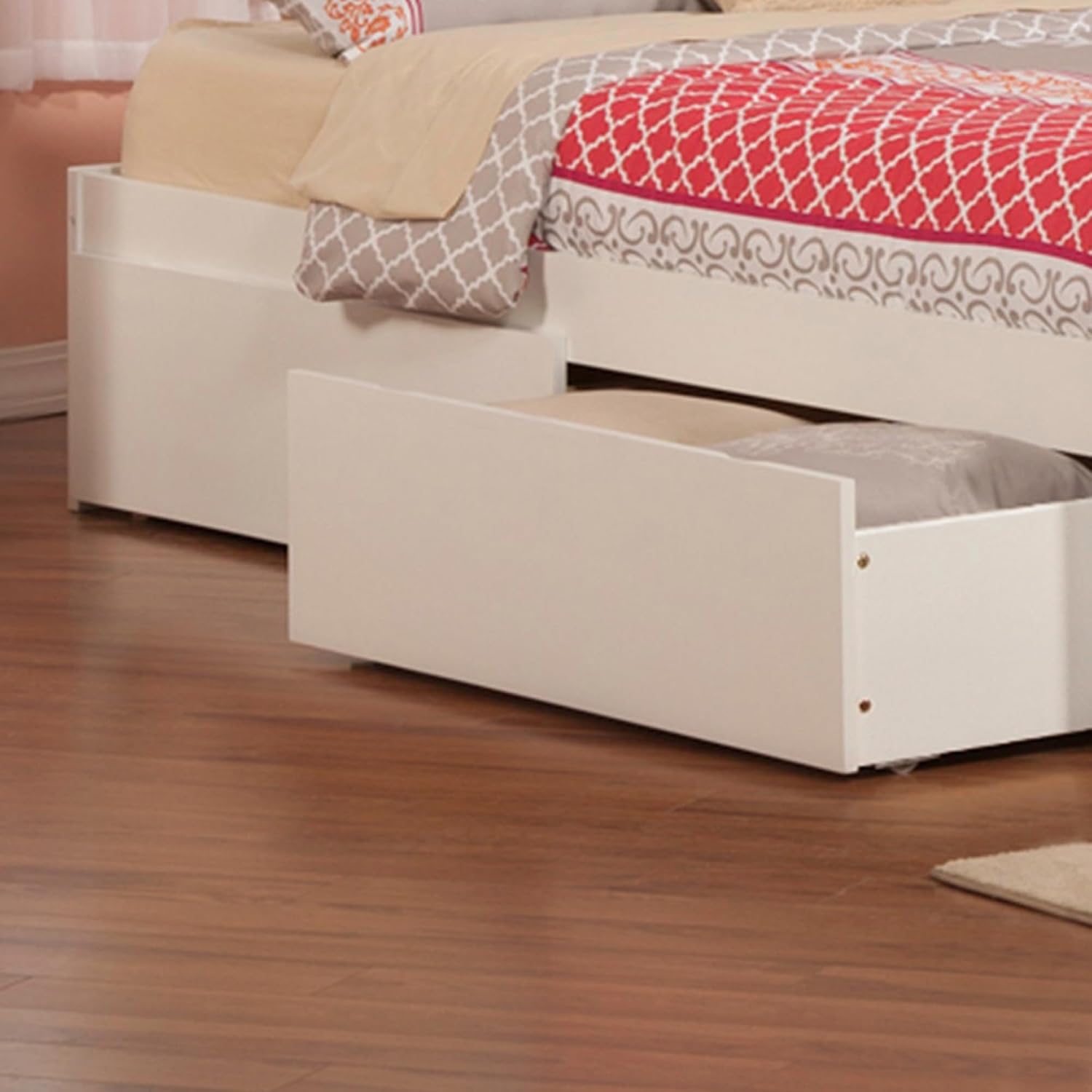 AFI Concord Queen Size Platform Bed with Footboard & Storage Drawers in White