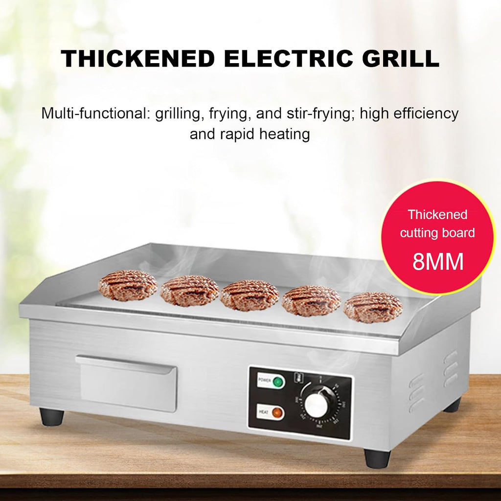 Commercial Electric Griddle, 1600W Countertop Flat Top Griddle, Flat Top Grill Countertop, Fast Heating Up, 4 Foot Pads, for Meat and Pancakes 54 * 40 * 21CM