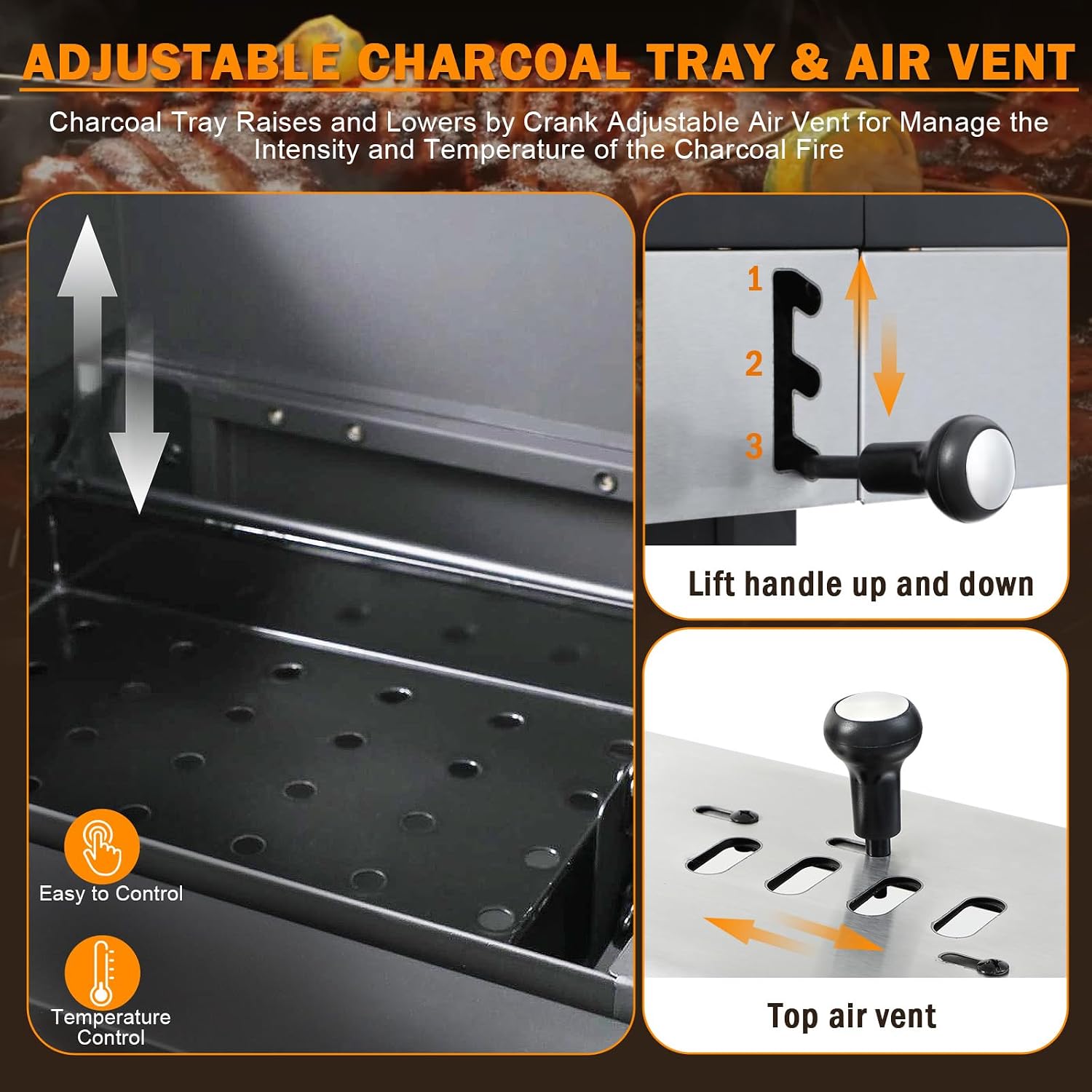 3-Burner Gas and Charcoal Combo Grill with Griddle Plate, 37,230 BTU, Stainless Steel & Enameled Grates, Side Burner + Storage Cabinet for Backyard, Tailgating, Teppanyaki
