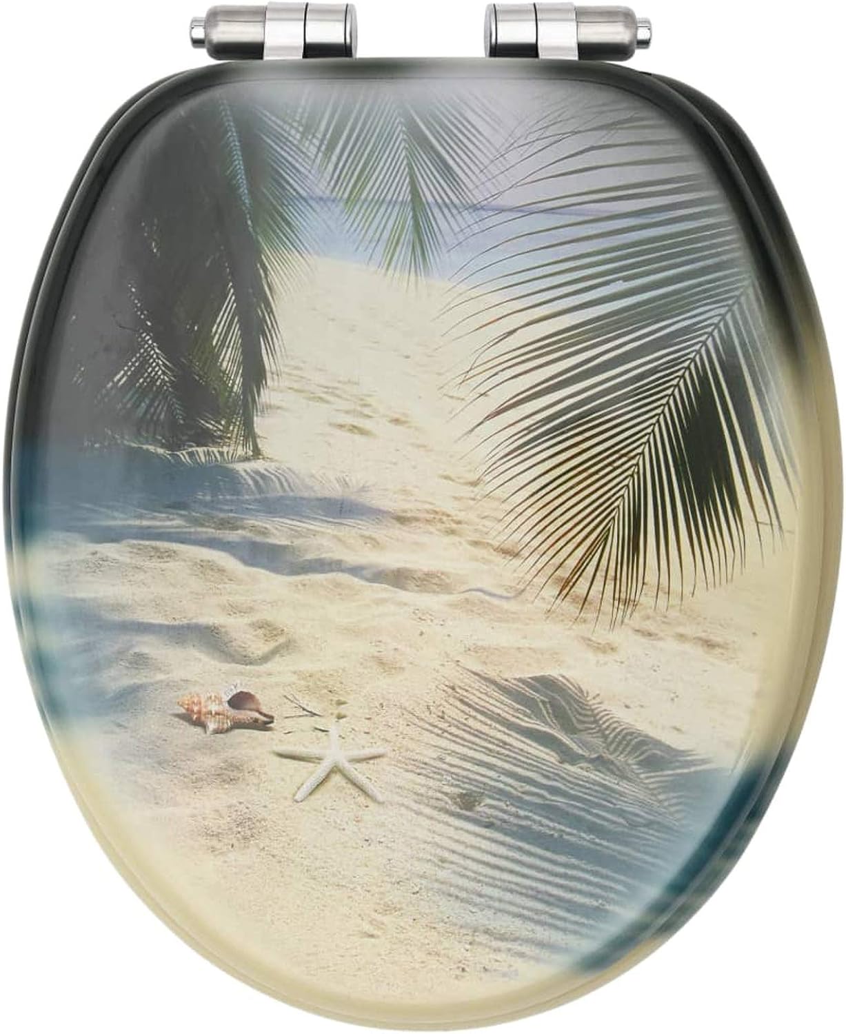 WC Toilet Seats with Soft Close Lid 2 pcs MDF Beach Design Toilet & Bidet Seats