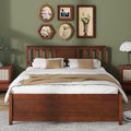 Giantex Full Size Solid Wood Platform Bed Frame, Mid Century Full Bed Frame with Headboard, Wood Slat Support, Double Panel Bed, No Box Spring Needed, Easy Assembly, Walnut