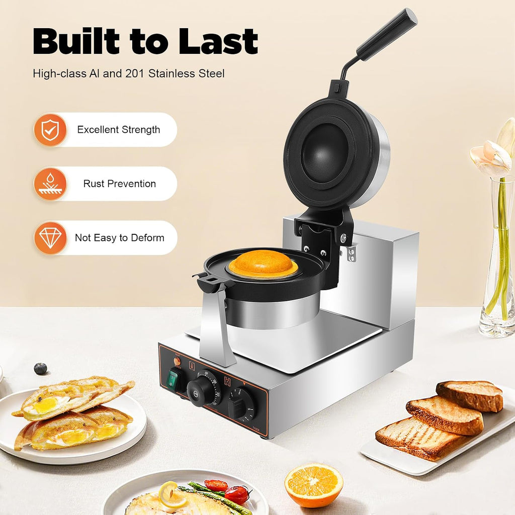 Burger Waffle Maker,Commercial Electric Burger Panini Maker Machine,Non Stick Waffle Press Machine with Time & Temp Control Stainless Steel Material for Home Kitchens Breakfast Shops Schools