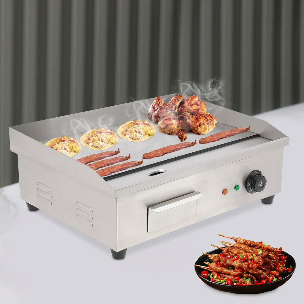 Commercial Griddle 3000W High Efficiency Electric Flat Top Countertop Grill Stainless Steel Cast Iron Plate for Pancakes & Sandwiches