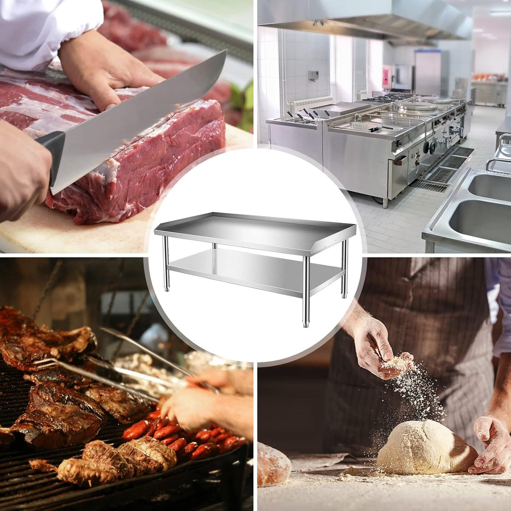 Stainless Steel Equipment Grill Stand with Undershelf, 60' x 30' Heavy Duty Griddle Stand Table for Kitchen, Bar, Restaurant, Home and Hotel