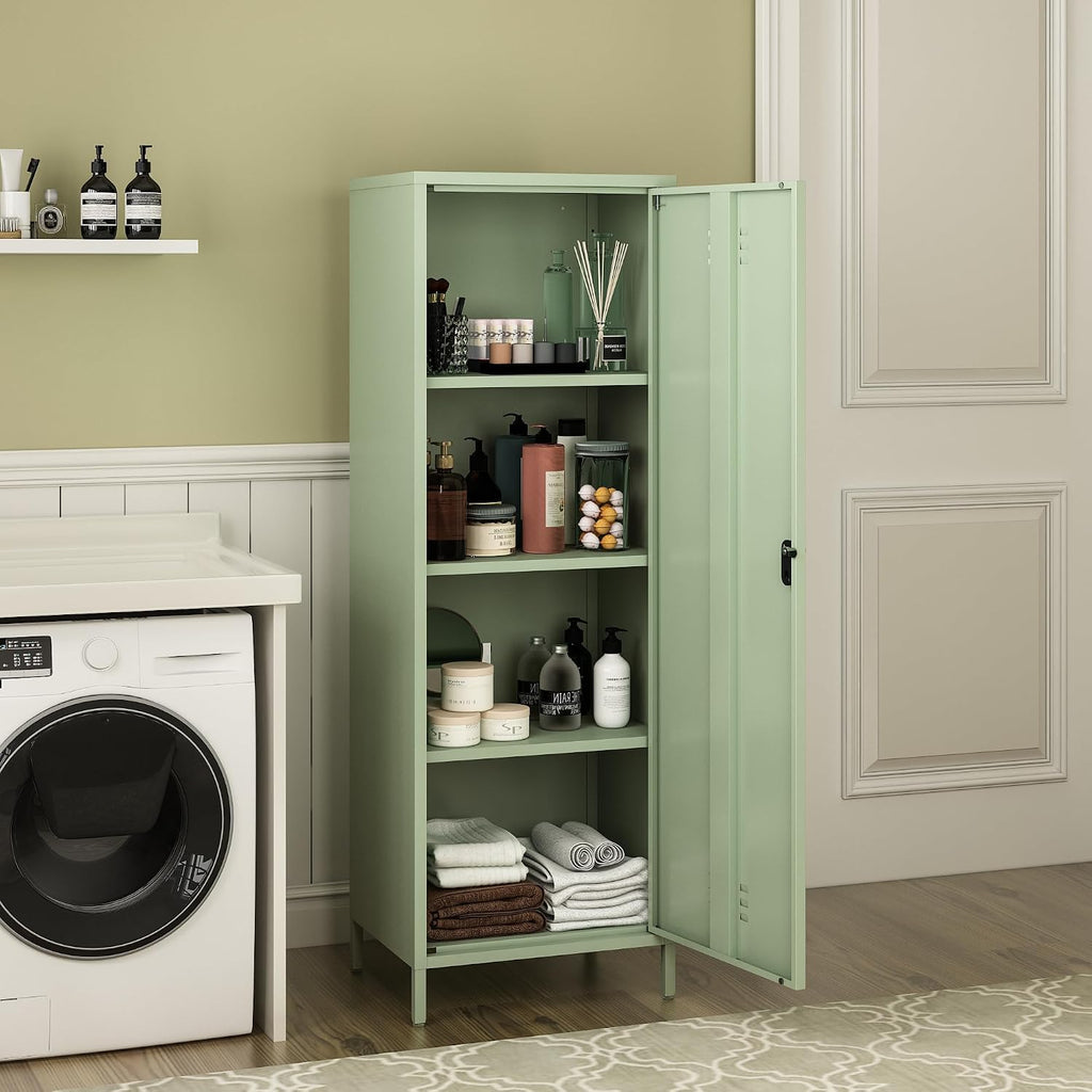 MIOCASA Metal Locker Storage Cabinet for Kids 59.06-inch Steel File Cabinet with Digital Lock & 3 Shelves for School, Bedroom, Home Office, Gym and Changing Room (Green)