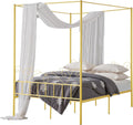 VEVOR Canopy Bed Frame Queen Size, Metal Canopy Bed with Minimalist Headboard & Four Posters Design, Heavy Duty Steel Slats Support, Underbed Storage Space, No Box Spring Needed, Easy Assembly, Gold