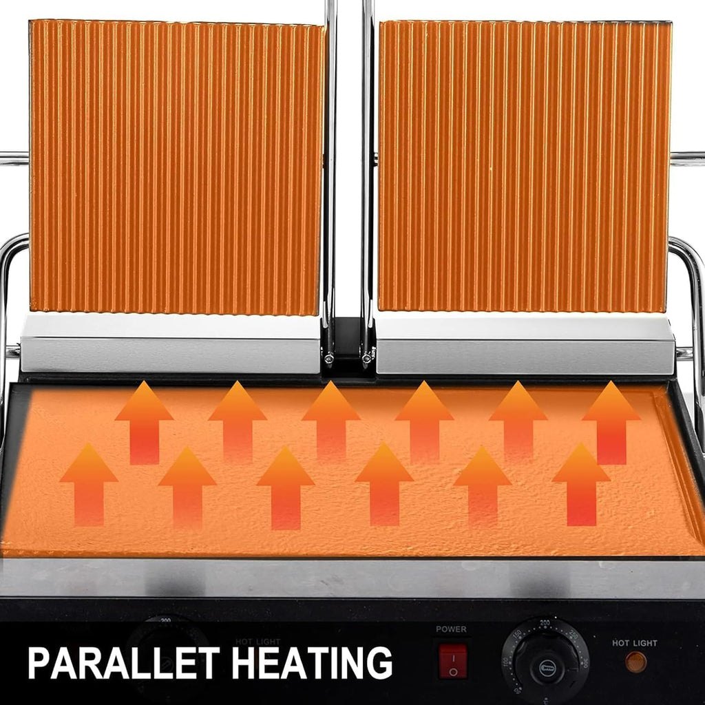Commercial Electric Griddle Stainless Steel Grill BBQ, Countertop Hotplate Flat Top Kitchen Grill, Business Catering BBQ Steak Bacon Fryer Pans