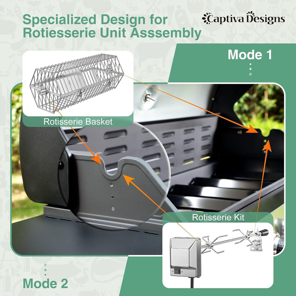 6-Burner Propane Gas BBQ Grill, Stainless Steel Propane Grill 36,900 BTU Outdoor Cabinet Style with Wheels, Wire Rack and Two Foldable Side Table for Outdoor Barbecue Cooking (6-Burner Grill,Silver)