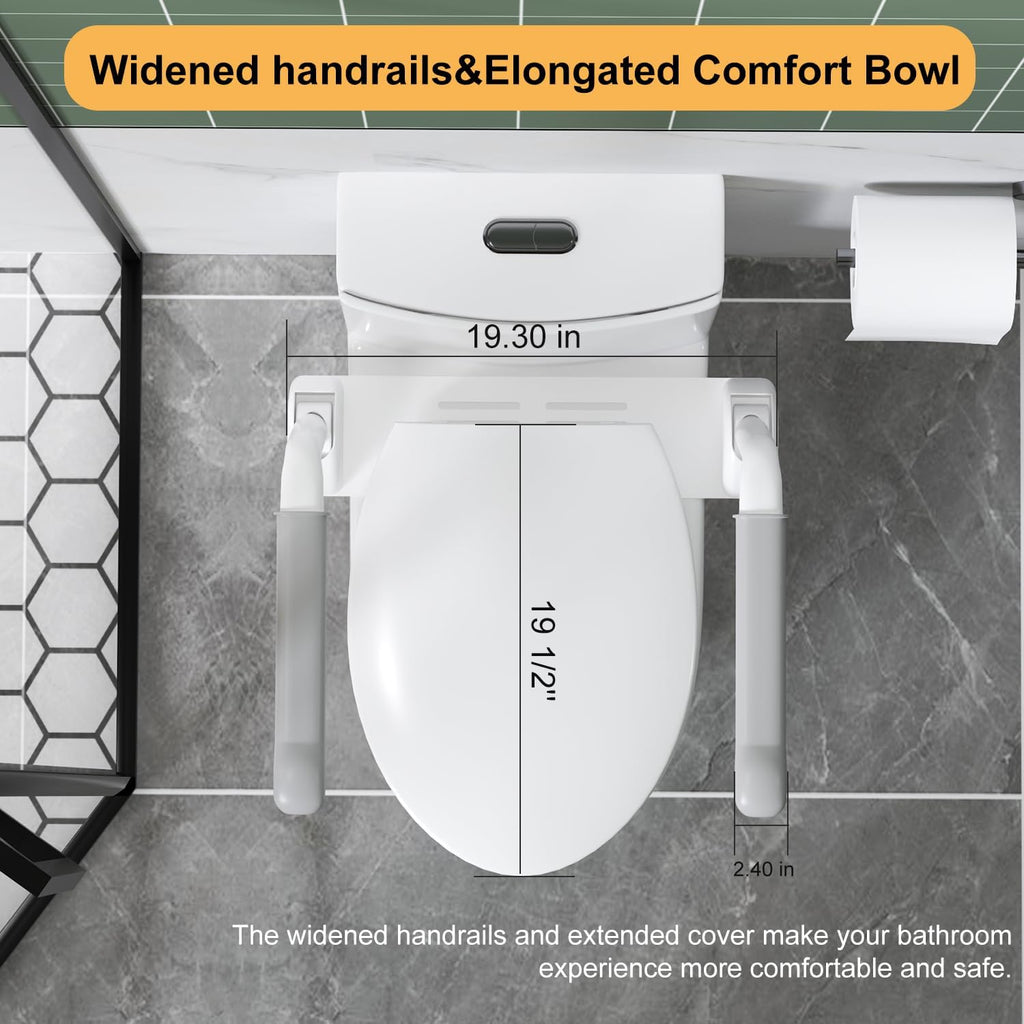 Elongated One Piece Toilet with Comfort Chair Seat ADA Height 17.3' and armrests, Modern Toilets for Bathroom, Powerful Dual Flush 1.1/1.6 GPF Compact Toilet, MAP 1000g, 12' Rough-In, Glossy White