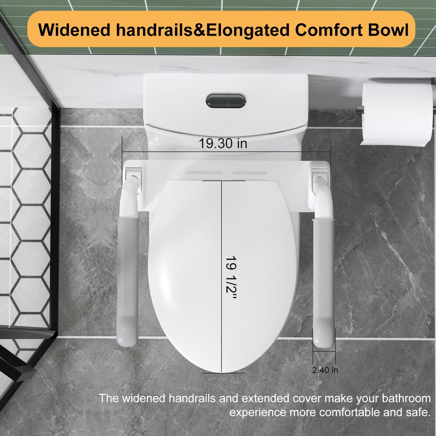 Elongated One Piece Toilet with Comfort Chair Seat ADA Height 17.3' and armrests, Modern Toilets for Bathroom, Powerful Dual Flush 1.1/1.6 GPF Compact Toilet, MAP 1000g, 12' Rough-In, Glossy White