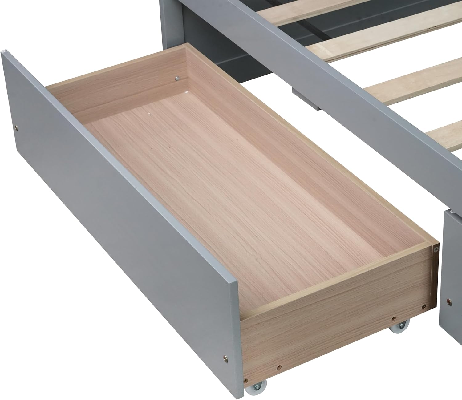 Bellemave Twin Kids Bed with Storage 2 Drawers, Wood Twin Daybed with Storage, BedFrames for Kids, Adults, Gray