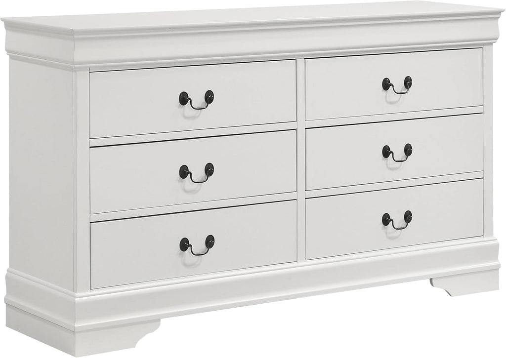 Coaster Home Furnishings Louis Philippe Traditional 5-Piece Bedroom Set Twin Size Sleigh Bed Frame 47-inch Headboard White 202441T-S5