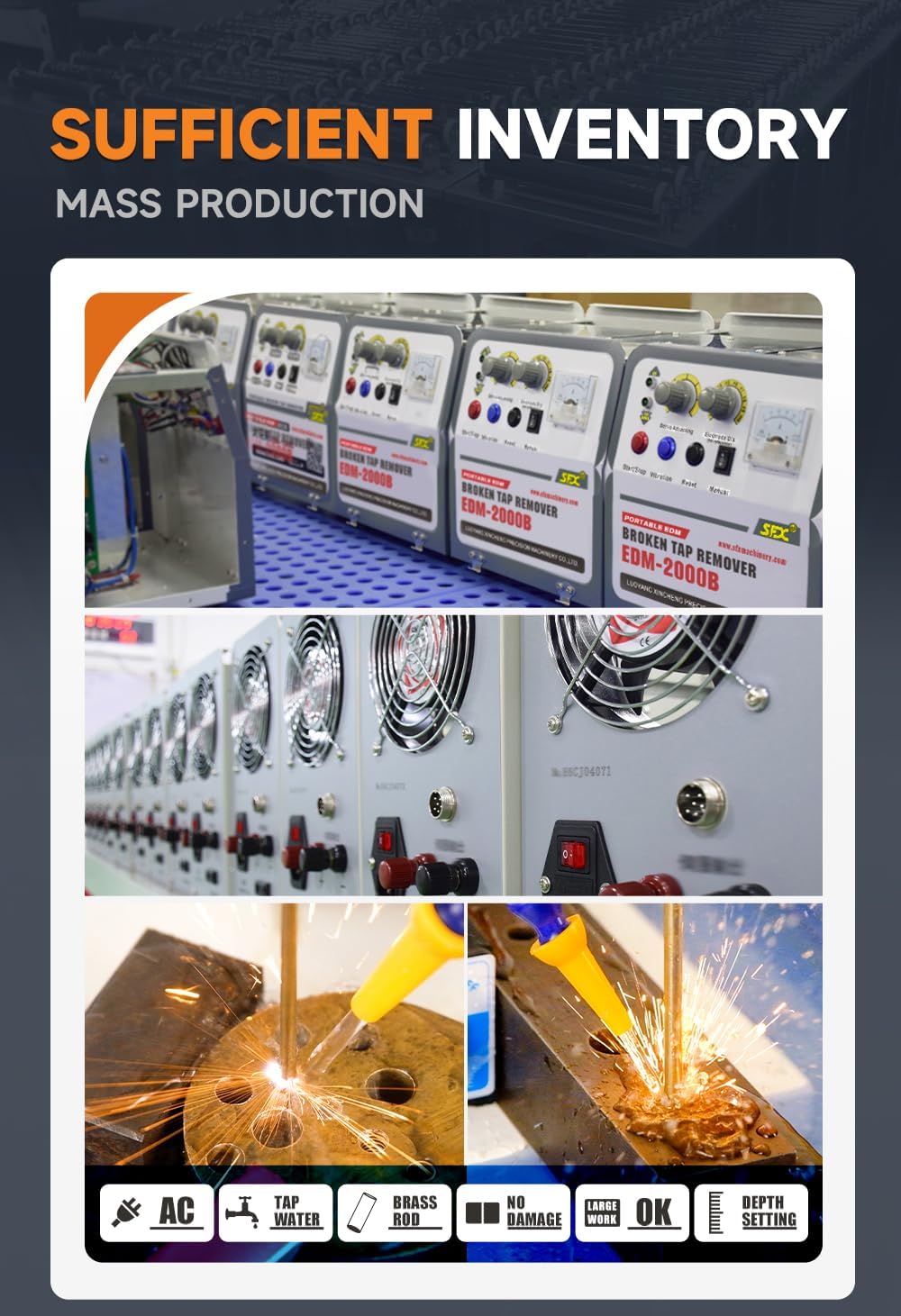 2000W 110V Portable EDM Broken Tap Remover Hard Tool Remover Tap Burning Machine Manual Up&Down(Depth Setting)