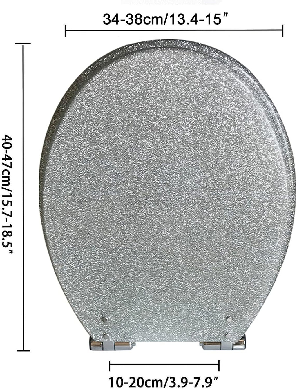 Toilet Seat Glitter Resin Round Toilet Seat Soft Close & Easy Install for Standard Toilets Stylish Bathroom Accessory Black Finish