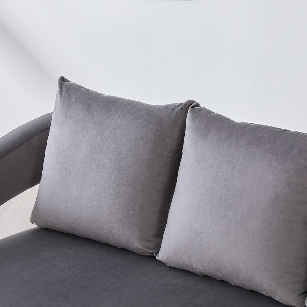 53.7' Modern Velvet Loveseat Sofa with 3 Pillow,Small Comfortable 2 Seat Sofa with Metal Legs, Small Couch for Living Room,Bedroom,Office,Reception,Charcoal