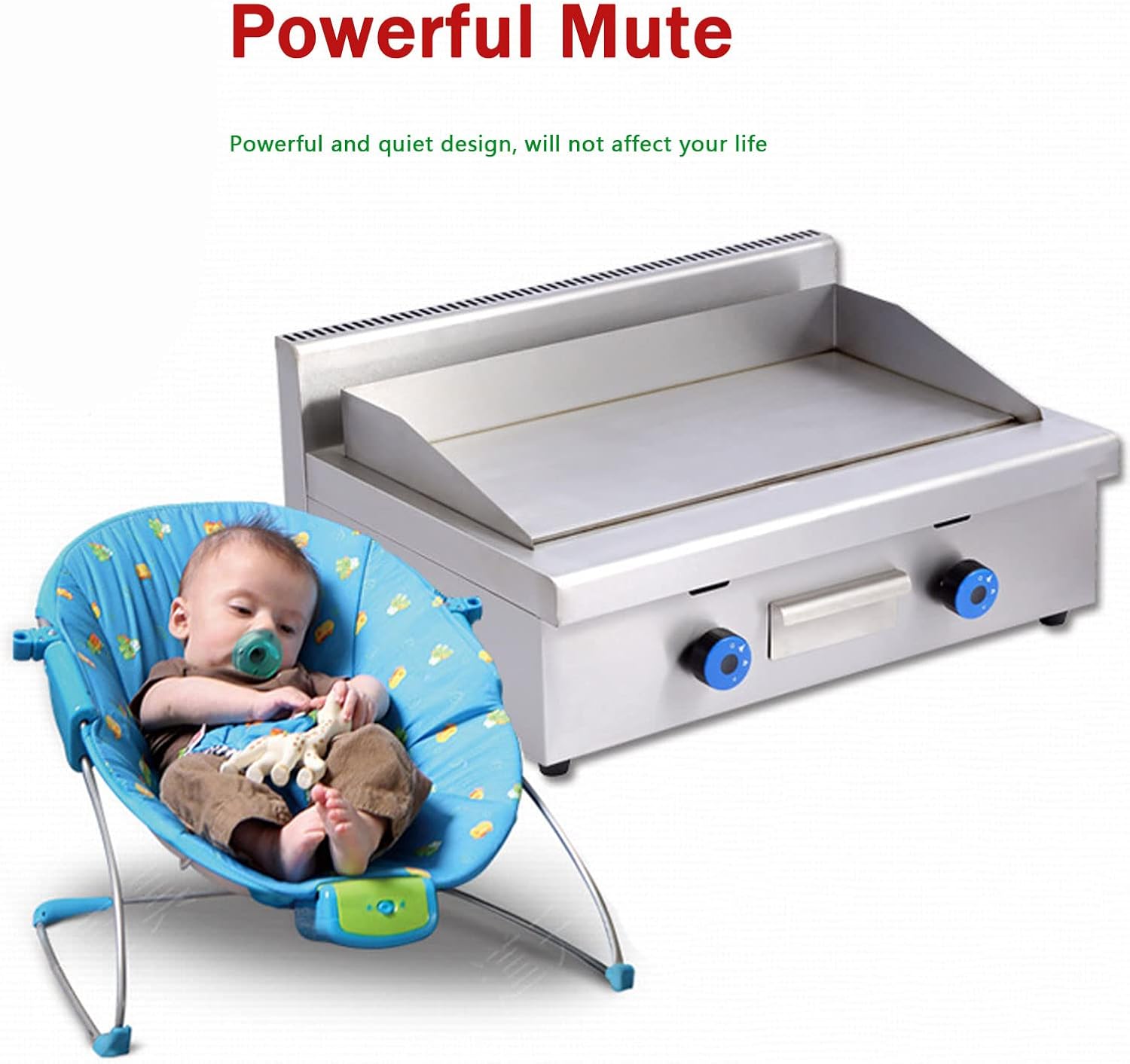 Commercial Propane Gas Griddle, 2 Stainless Steel Burner Tabletop Gas, Portable Table Ttop Grill, Large Non-Stick Steel Griddle, Teppanyaki Cooking Plate, Stainless Steel Portable Flat Top Grill,720