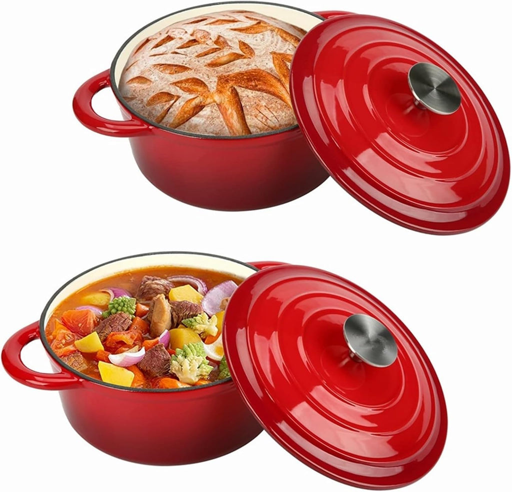 Enameled Cast Iron Soup Pot 26cm for Baking Braiser Cooking 4.5L Saucepan Heavy Braised Pot (Blue)