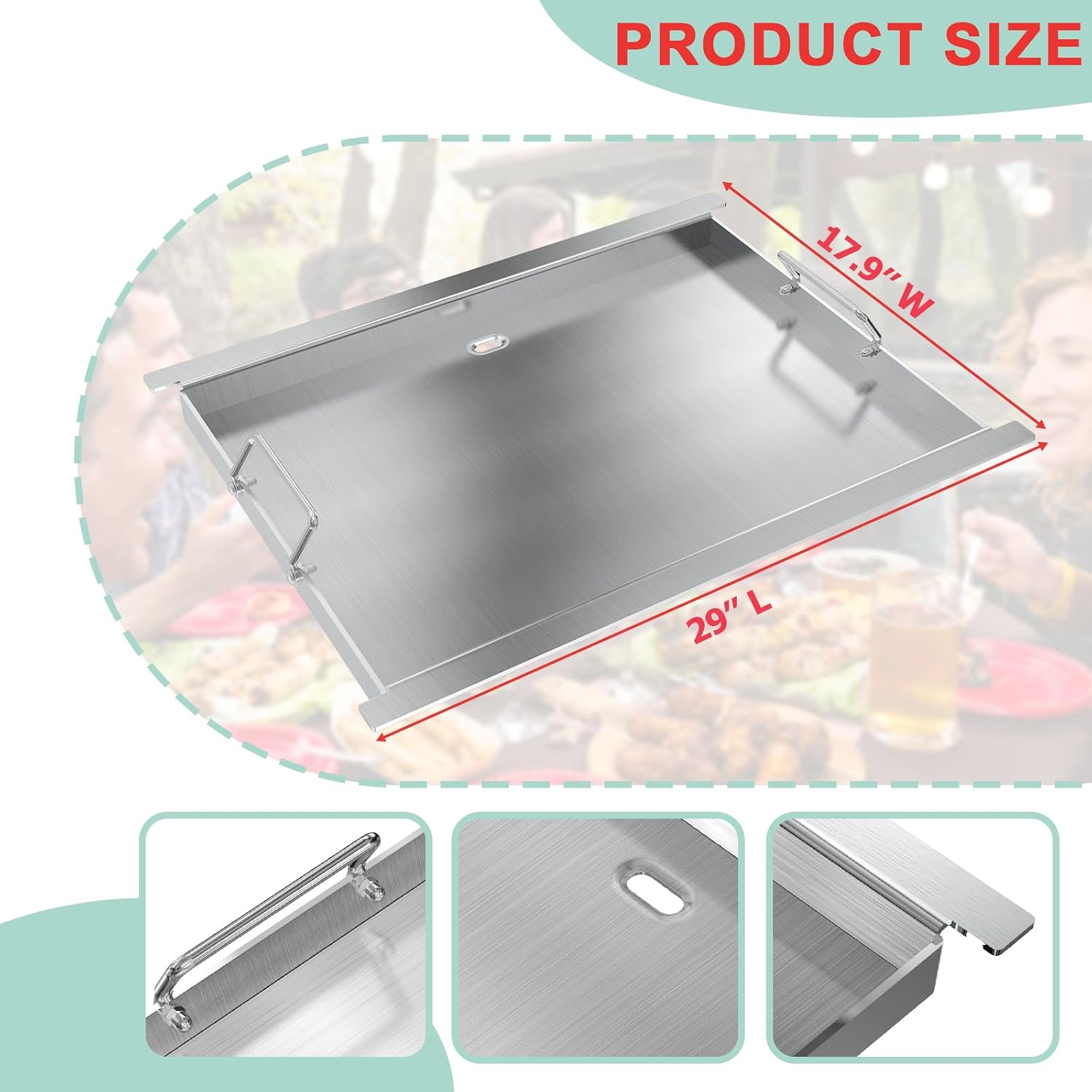 Full Size Griddle Insert for Blaze Grill 4/5 Burner Gas Grill Accessories,Flat Top Griddle Plate Replacement for BLZ-4LTE BLZ-5 Summerset Sizzler 32' & 40', RCS RJC32A, 29''L x 17.9''W Stainless Steel