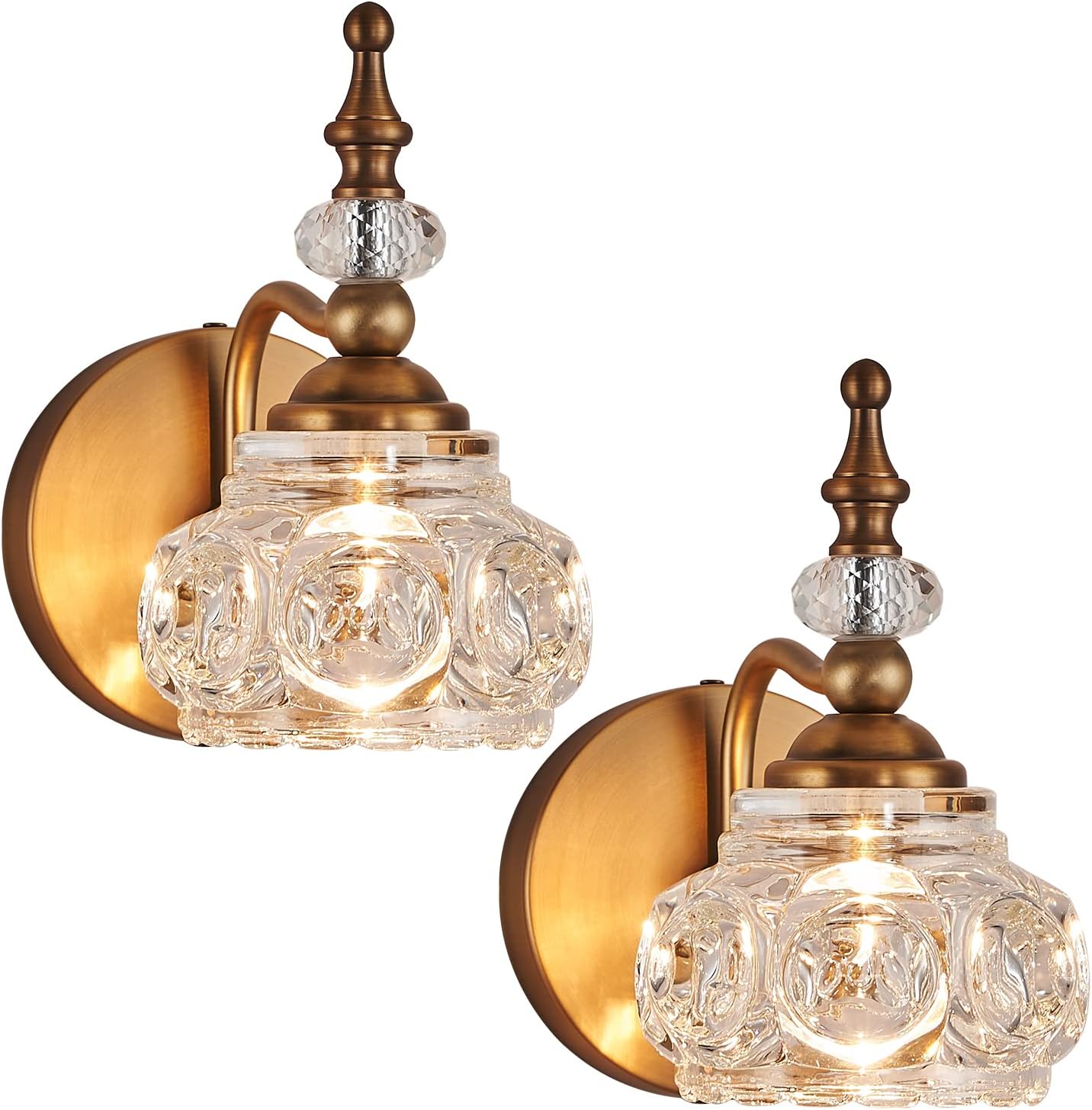 2-Pack 4.7 inch Wall Sconces Brass Bathroom Wall Light Fixtures, Spray Painting Process Modern Durable Vanity Lights for Bathroom Bedroom Living Room
