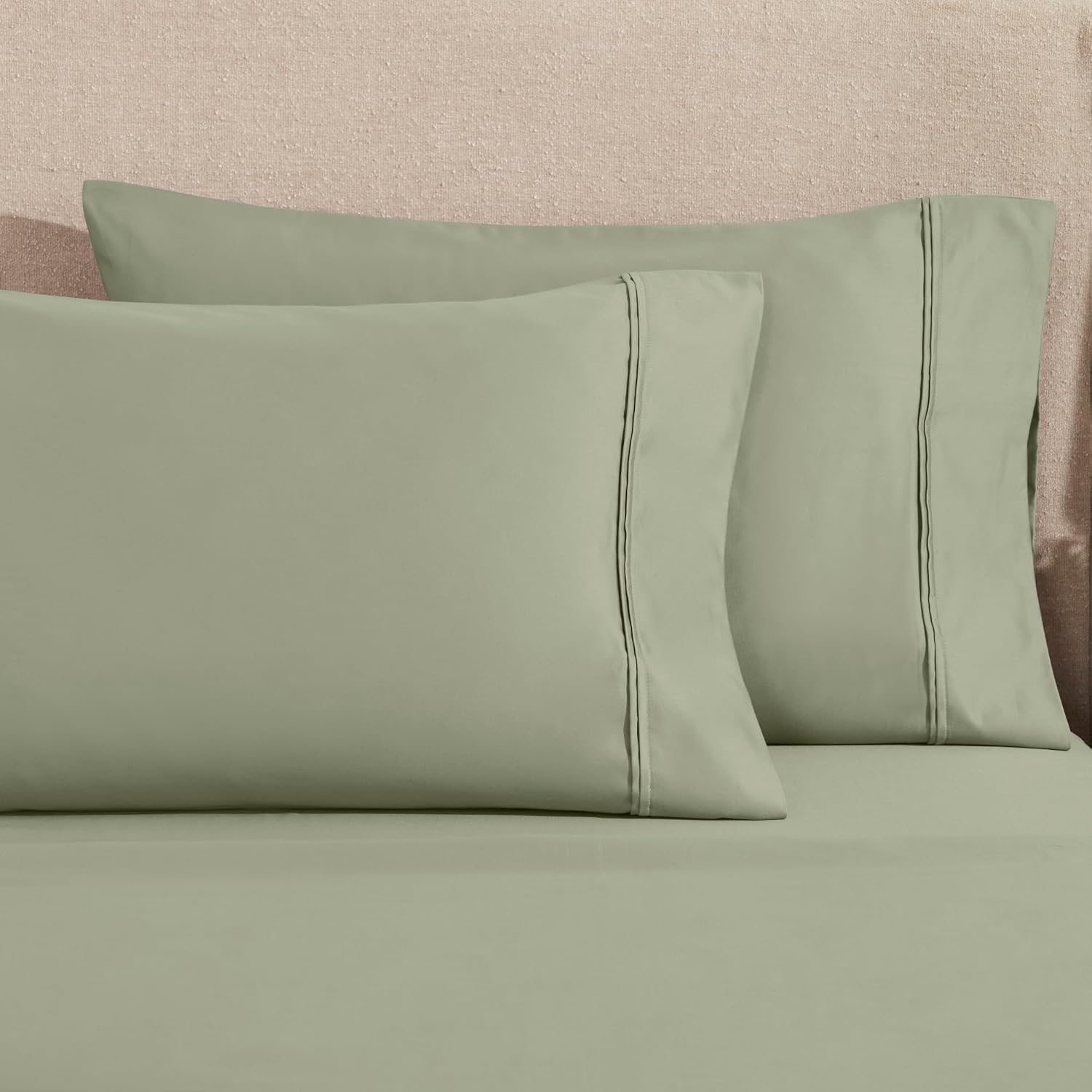 Superior 1200 Thread Count Egyptian Cotton Sheet Set, Bedroom Sheets, Modern Home Essentials, Luxury Bedding, 1 Elastic Deep Pocket Fitted Bed Sheet, 1 Flat Sheet, 2 Pillowcases, King, Sage