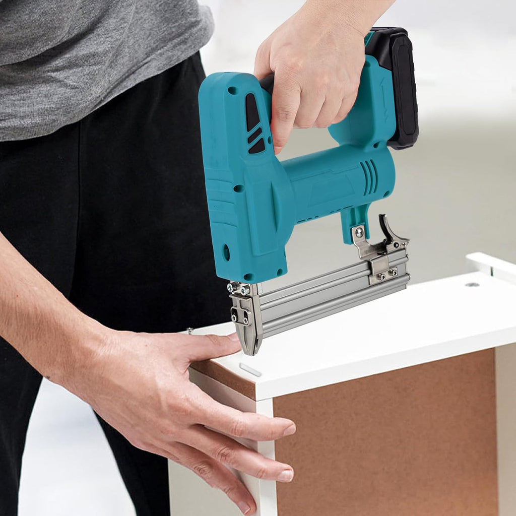 Nail Gun Battery Powered,2-in-1 Staple Gun,21V 100W Battery Powered Staple Gun, Nail Gun for Home Improvement, Woodworking（Blue）