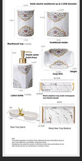 Bathroom Sets,Soap Dispenser Bathroom Set Easter Home Decor Bathroom Accessories Set Gold Classical Enamel Pattern Vintage Elegant Western Home Decor Boho Bathroom Decor 5-Piece Enamel Yellow Washba