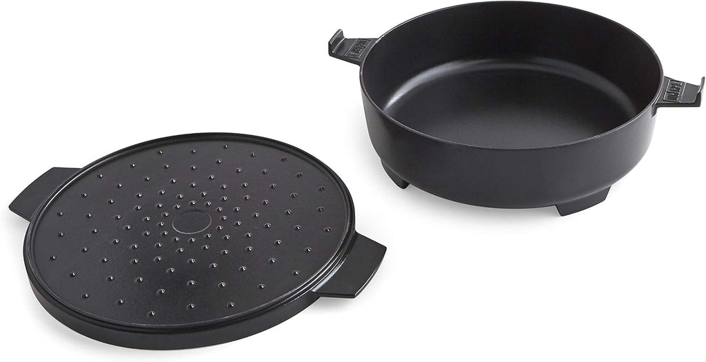 Weber Duo Dutch Oven, 7.25 Qt – Multi-Purpose Porcelain‑Enameled Cast‑Iron Dutch Oven & Flat‑Top Griddle-Style Lid