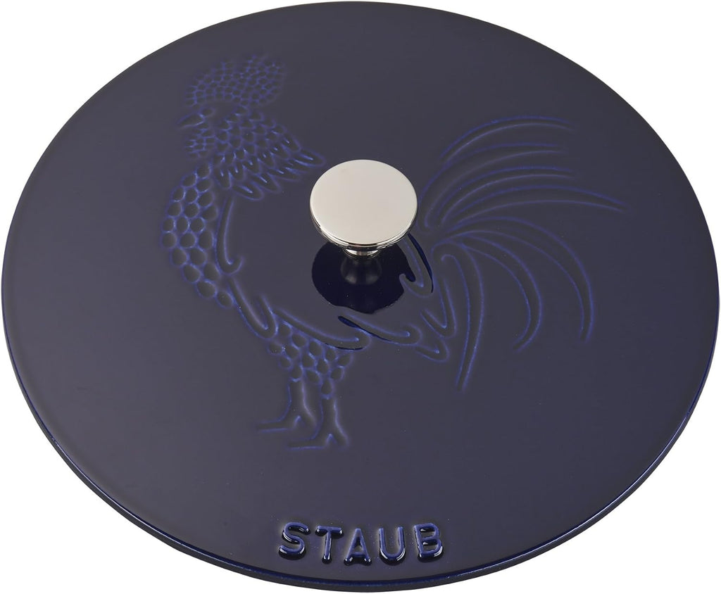 Staub Cast Iron 3.75-qt Essential French Oven Rooster - Dark Blue, Made in France