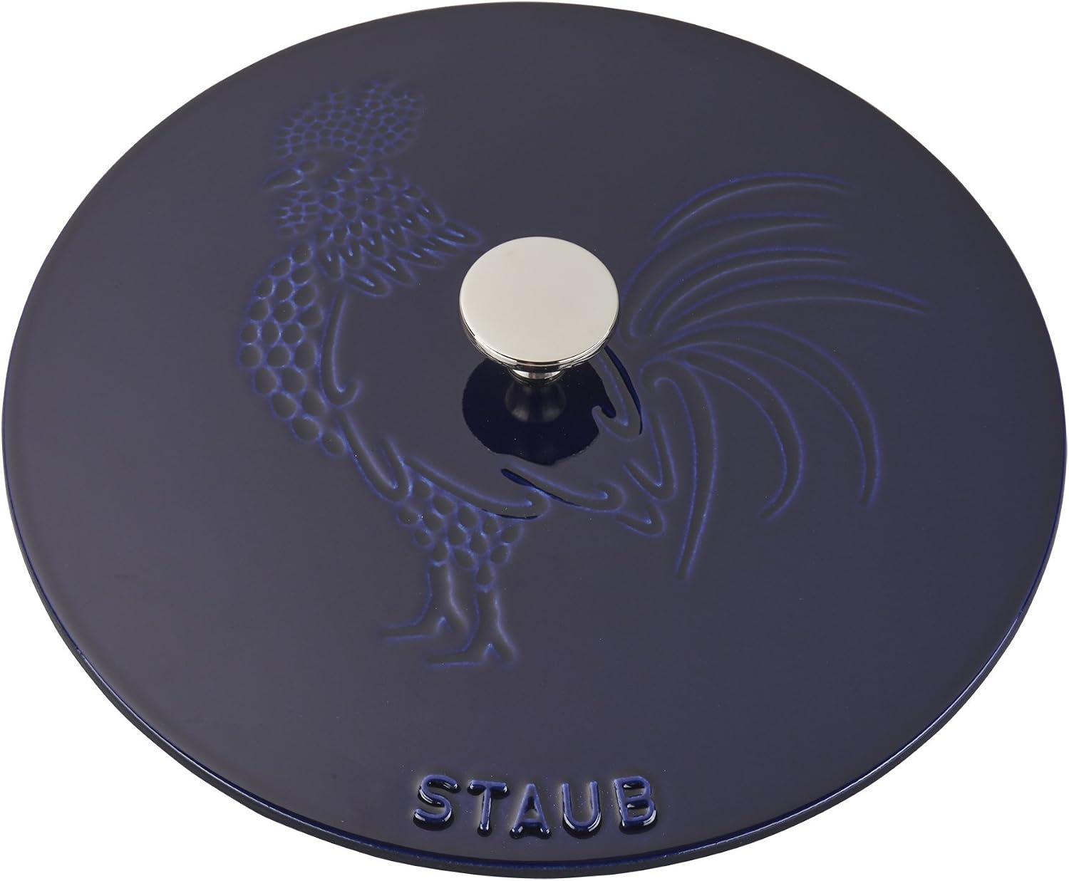 Staub Cast Iron 3.75-qt Essential French Oven Rooster - Dark Blue, Made in France