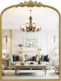 WallBeyond Gold Vintage Mirror for Vanity 24x32 Inch, Gold Antique Mirror with Ornate Frame, Arched Vintage Wall for Bathroom, Living Room, Fireplace, Entryway