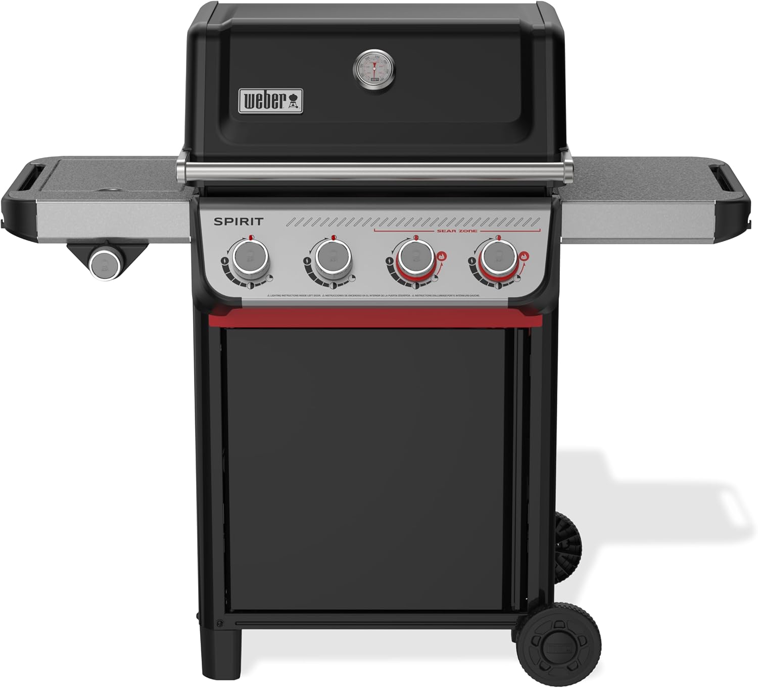 Weber Spirit E-435 Liquid Propane Gas Grill for Outdoor Cooking, 4 Burners and 1 Side Burner, Black – Porcelain-Enameled Cast-Iron Grates, 2 Boost Burners, Sear Zone