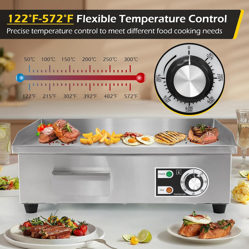 Dyna-Living 2400W Double-Head Commercial Waffle Maker & 3000W Commercial Electric Griddle 22'' Flat Top Grill Countertop