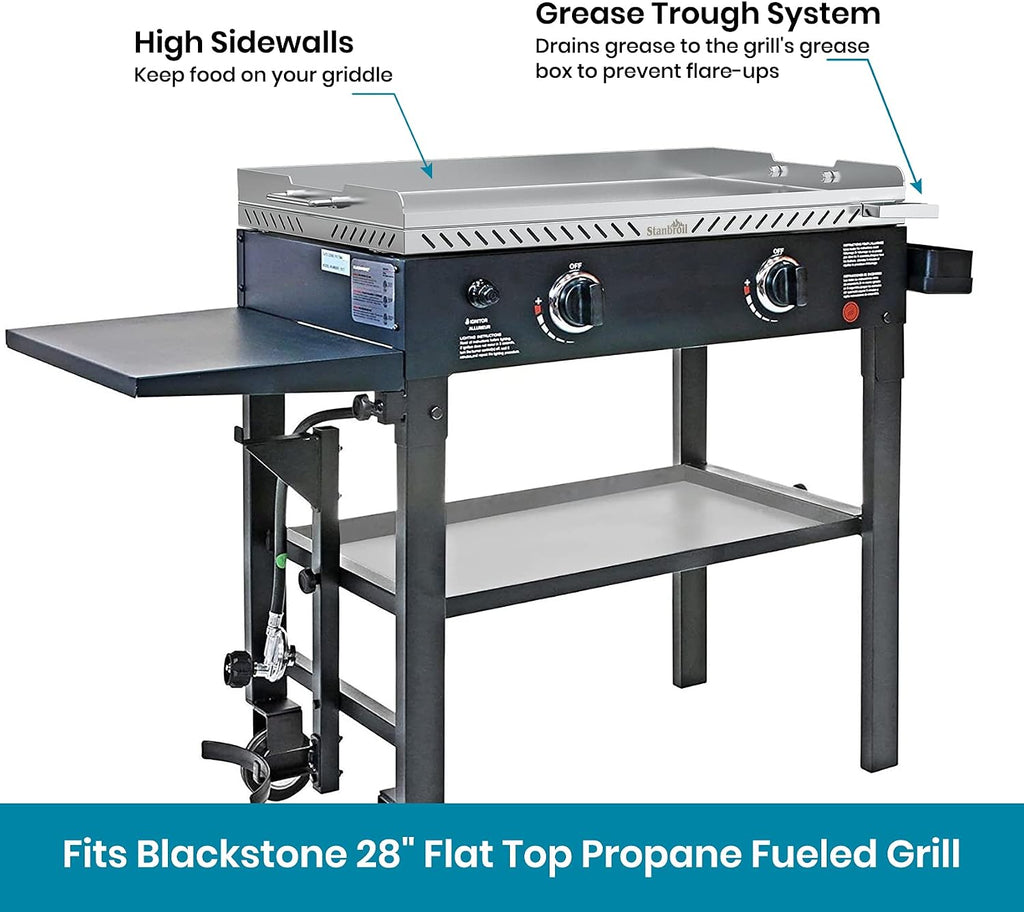 Stanbroil Stainless Steel Griddle Replacement Top and Grease Cup Combo for Blackstone 28' 2-Burner Gas Grill with Front Grease System