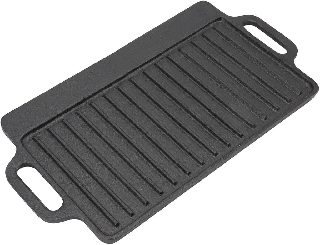 Cast Iron Heavy Duty Grill Griddle for Uniform Heating and Durable Cooking, for Steak, Chicken, Pancakes, Bacon and Eggs, with Easy Grip Handles, Stove Top Griddle for Household (51x23CM)