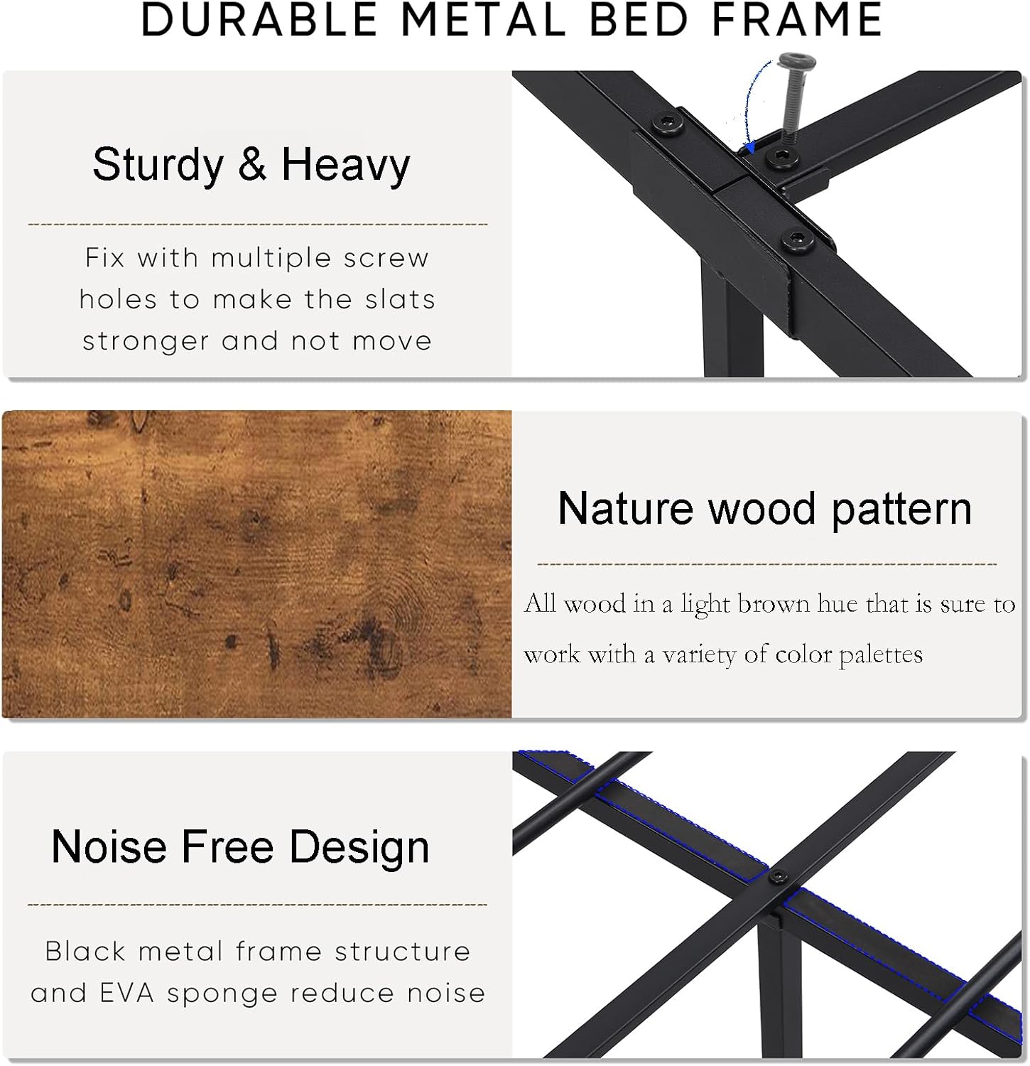 Ailisite Full Size Bed Frame with Storage and 4 Drawers, Rustic Bed Frame Full Size with Headboard and Charging Station and Led Lights, Wood Platform Bed Frame No Box Spring Needed, Noise Free, Brown
