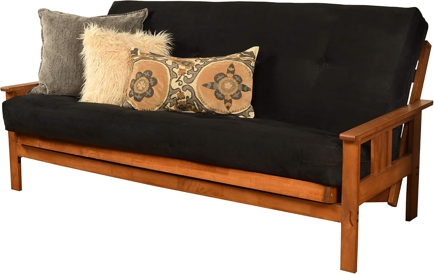 Kodiak Furniture Monterey Futon Set, No Drawers, with Barbados Base and Suede Black Mattress