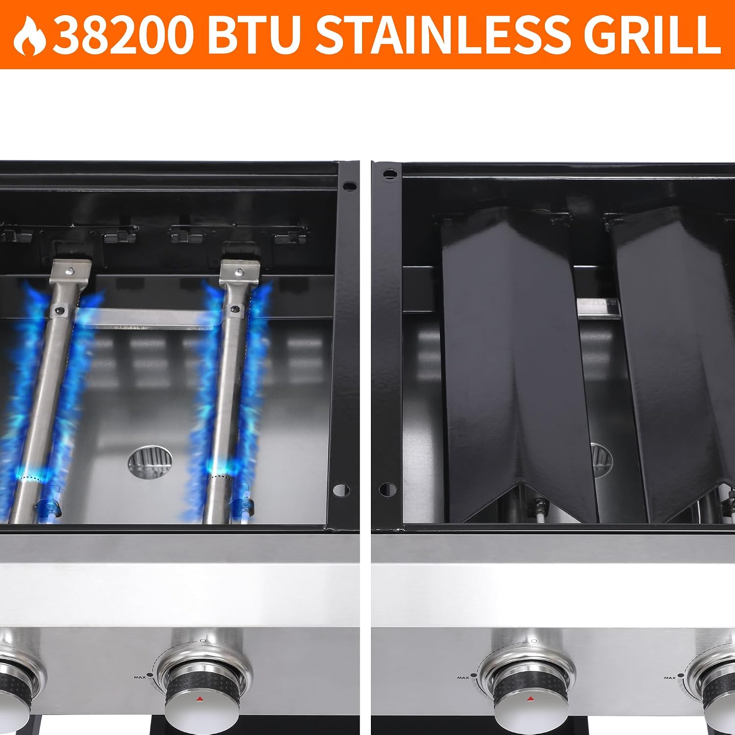 4 Burner Propane Gas Grill and Griddle Combo with Foldable Side Table, 470 sq in Cast Iron Grate & 248 sq in Flat Top, 38,200 BTU Outdoor BBQ Grill for Outdoor, BBQ, Camping
