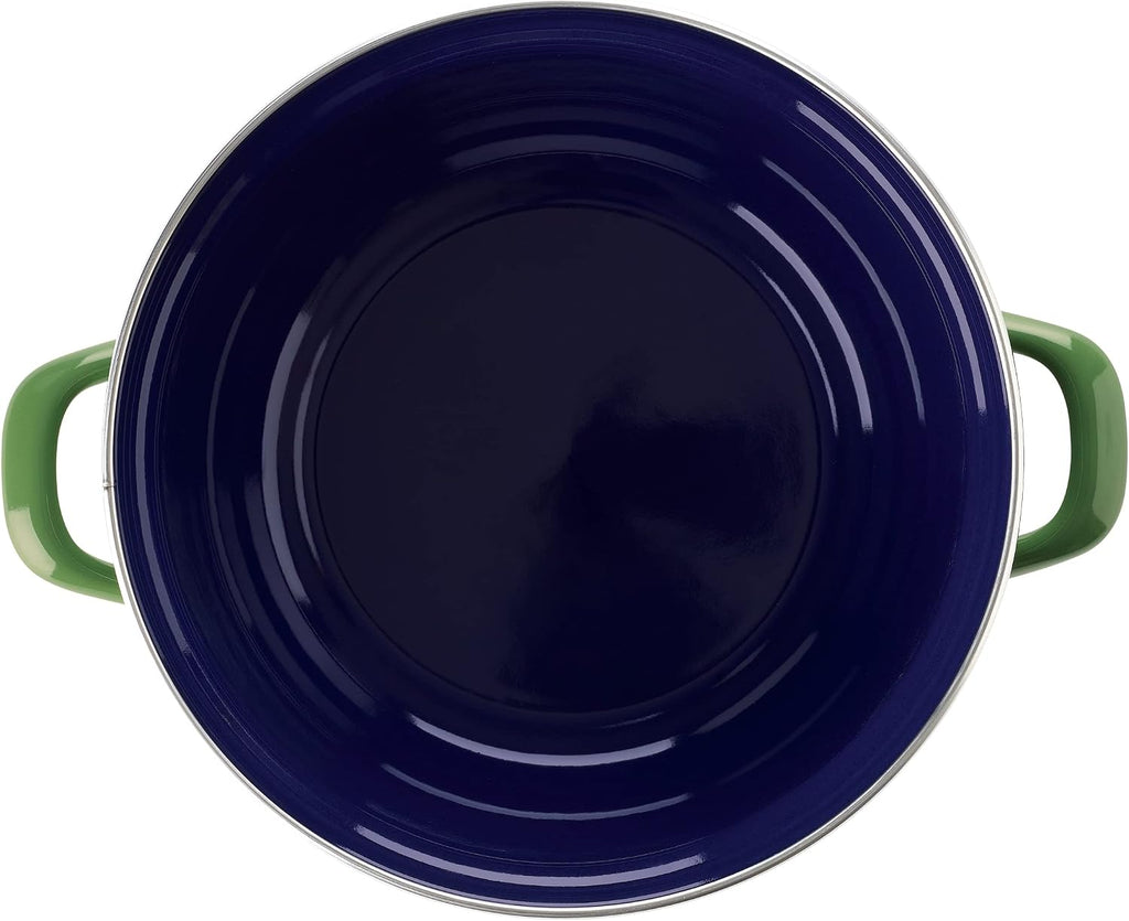BK Indigo Dutch Heritage Round German Enamelled Casserole with Lid with PFAS-Free Ceramic Non-Stick Coating, 26 cm/5.2 Litre, Induction, Dishwasher Safe, Oven Safe, Green
