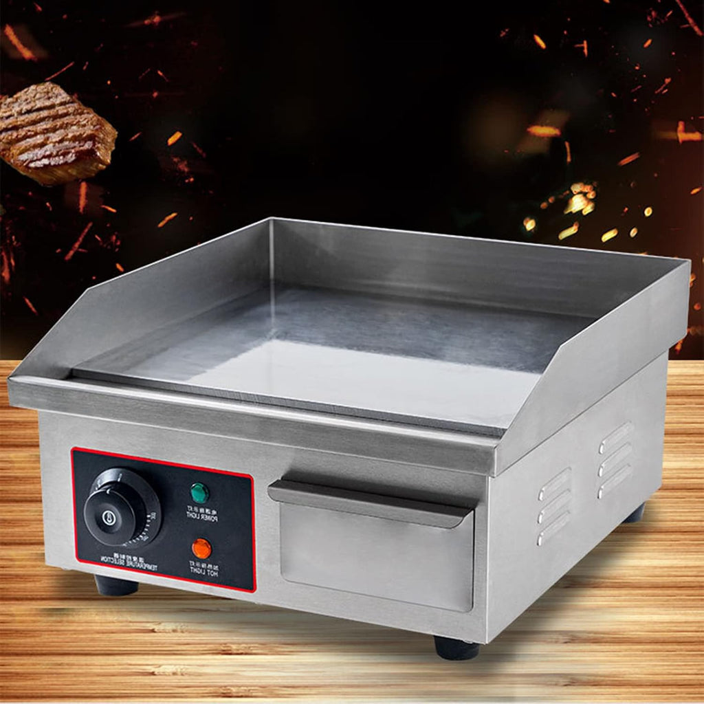 Electric Countertop Flat Top Griddle, Commercial Hot Plate BBQ, Non-Stick Teppanyaki, Stainless Steel Grill, Adjustable Thermostatic Control, for Kitchen Restaurant