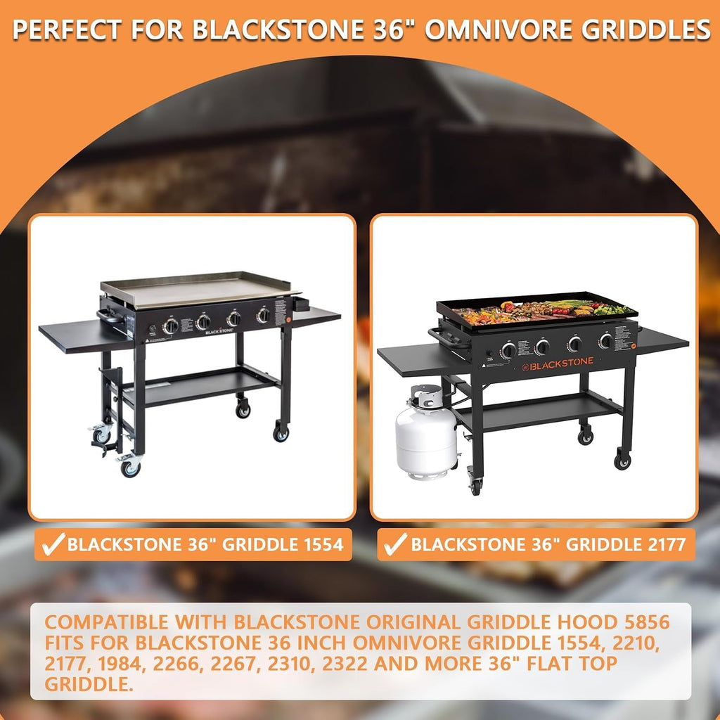 Upgrade Hinged Lid for Blackstone 36' Omnivore Griddle Hood,5856 Visualized Tempered Glass Hard Cover for Blackstone Lid 1554 2210 2177 1984 etc. 36 Omnivore Flat Top Griddle Accessories w/Thermometer