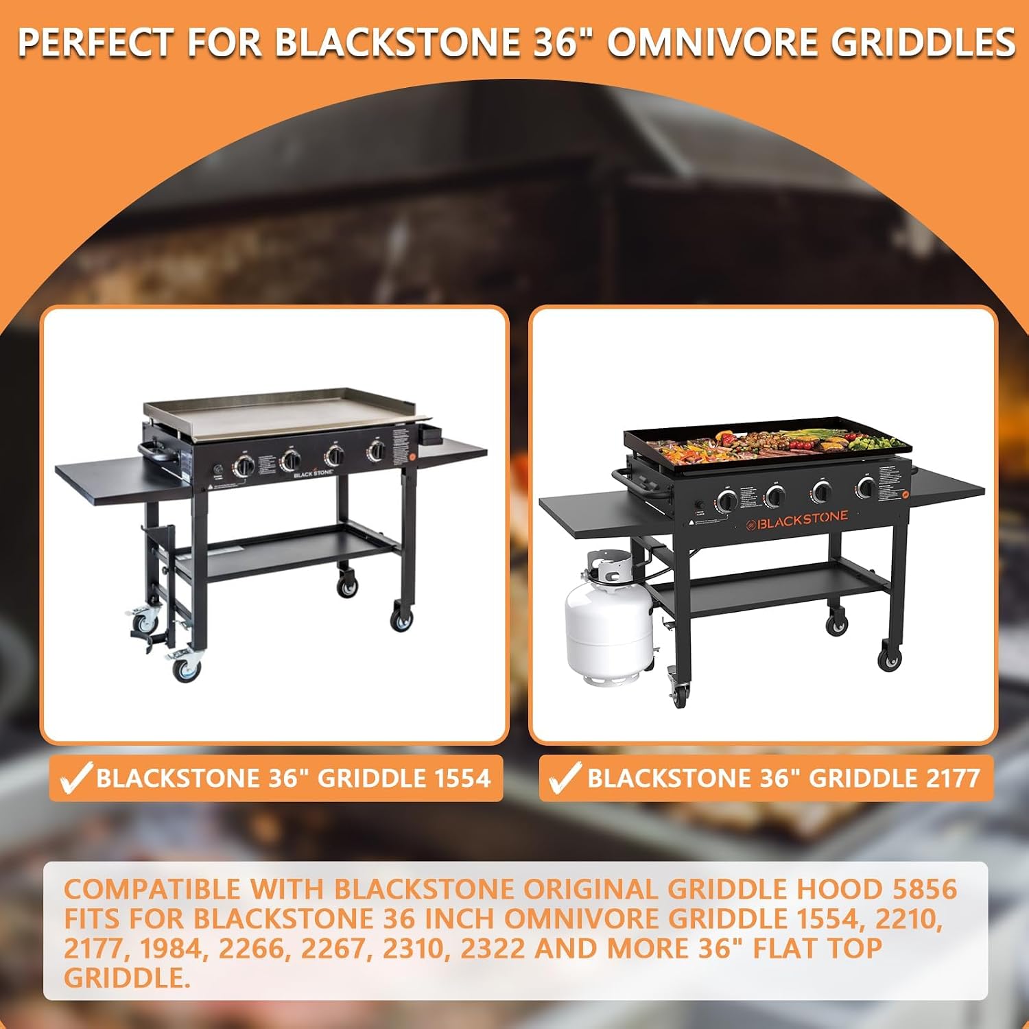 Upgrade Hinged Lid for Blackstone 36' Omnivore Griddle Hood,5856 Visualized Tempered Glass Hard Cover for Blackstone Lid 1554 2210 2177 1984 etc. 36 Omnivore Flat Top Griddle Accessories w/Thermometer