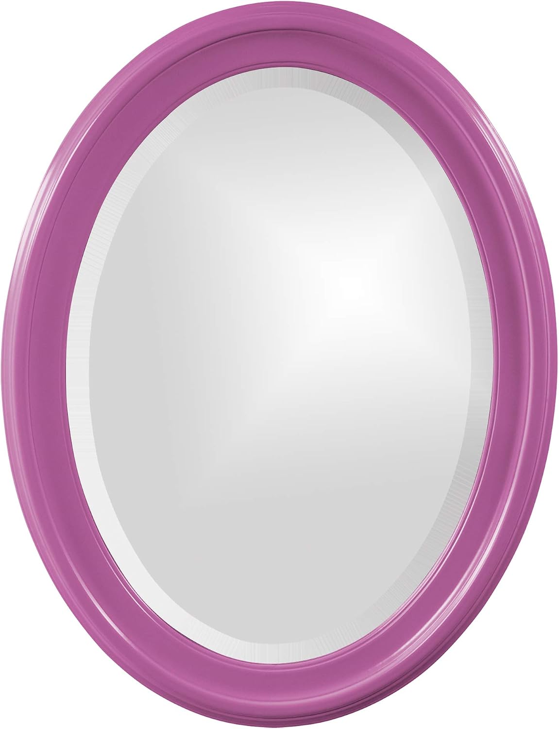 Howard Elliott Collection George Oval Glossy Hot Pink Wall Mirror, Oval Bevelled Hanging Wood Framed Vanity Mirrors for Home Decor, Living Room, Bathroom, Bedroom, or Hallway, 25 x 33 Inch