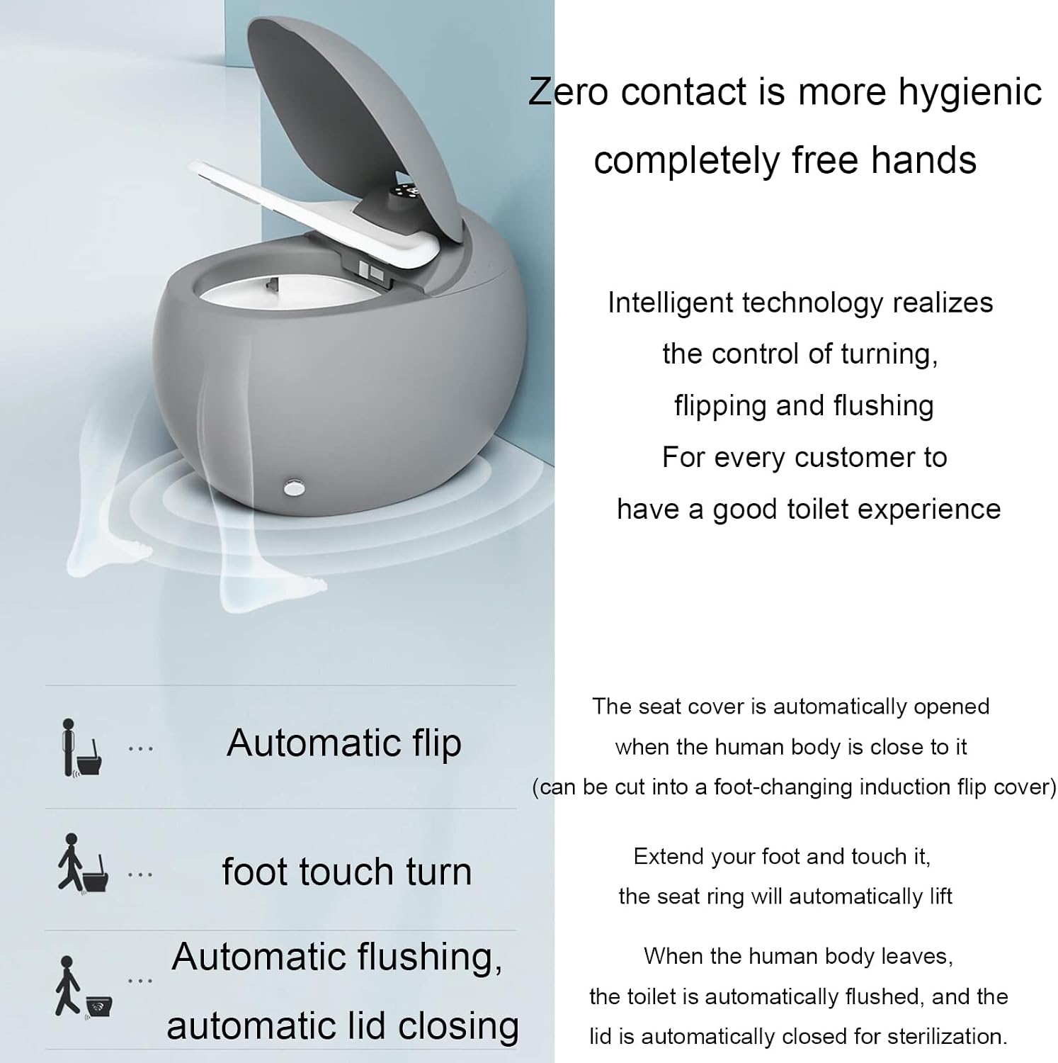 Smart Voice Toilet, One Piece Egg Bidet Toilet Seat, Ceramic Toilet With Heated Built-in Tank Design, Auto Smart Toilet With Warm Water Sprayer & Dryer (Orange 300mm) (Light Beige 400mm)