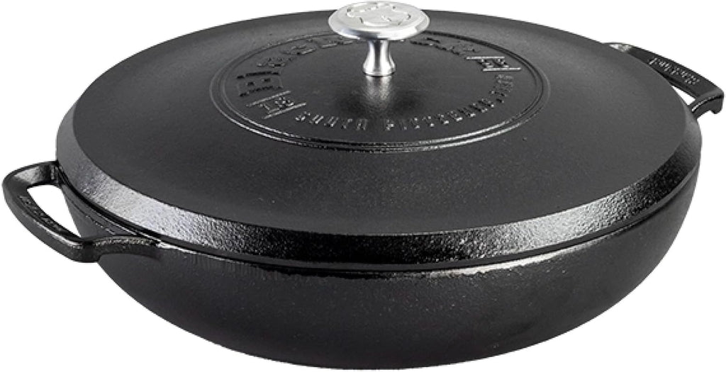 Lodge Blacklock 17 Triple Seasoned Cast Iron Braiser with Lid - Dutch Oven with Nonstick Finish - Lightweight Cast Iron Braiser - Dutch Oven Cookware - Cooking Pot with High-Heat Aluminum Knob