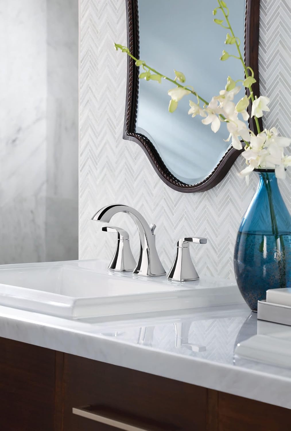 Moen Voss Chrome Two-Handle Adjustable Widespread Bathroom Faucet Trim Kit, Valve Included, TV6905