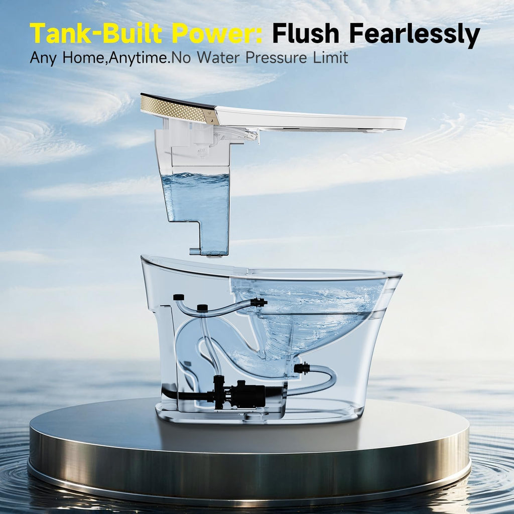 Smart Toilet with Foam Shield,1.1/1.28GPF Dual-Flush Bidet Toilet, Auto Open/Close,One-Piece Intelligent Bidet Toilet, Ultra-Wide Heated Seat,Warm Wash & Air Dry,UV Sterilization