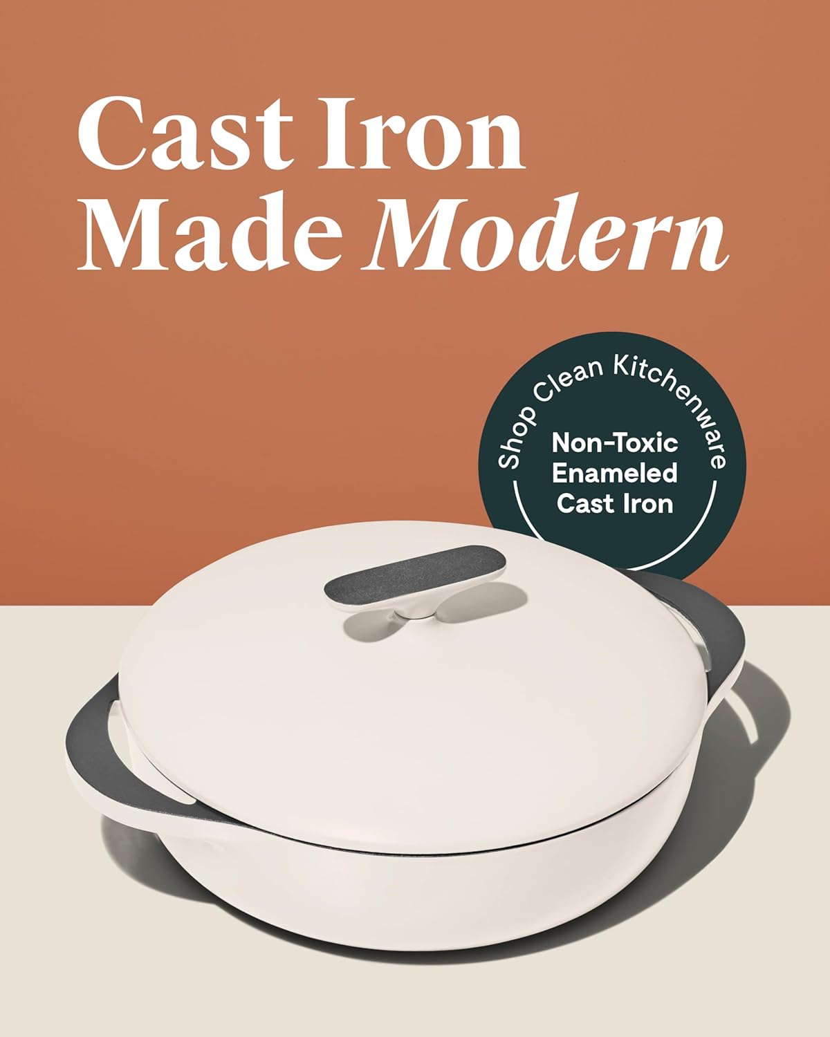 Caraway Enameled Cast Iron Braiser - 3.5 qt Braiser Pan - 3 Layer Enamel Coating - No Seasoning Required - Compatible With All Stovetops - Oven Safe - Free From Forever Chemicals - Charcoal