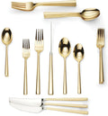 Kate Spade New York Malmo Gold 20-Piece Flatware Set, 4.30 LB, Metallic